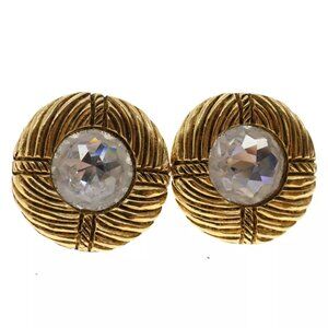 CHANEL Earring Gold Tone CC Auth